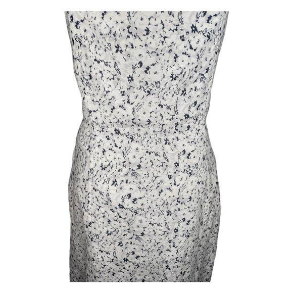 Gap White Grey Black Floral Linen Bib Front Button Down Dress w Pockets 16 Tall - Picture 7 of 9